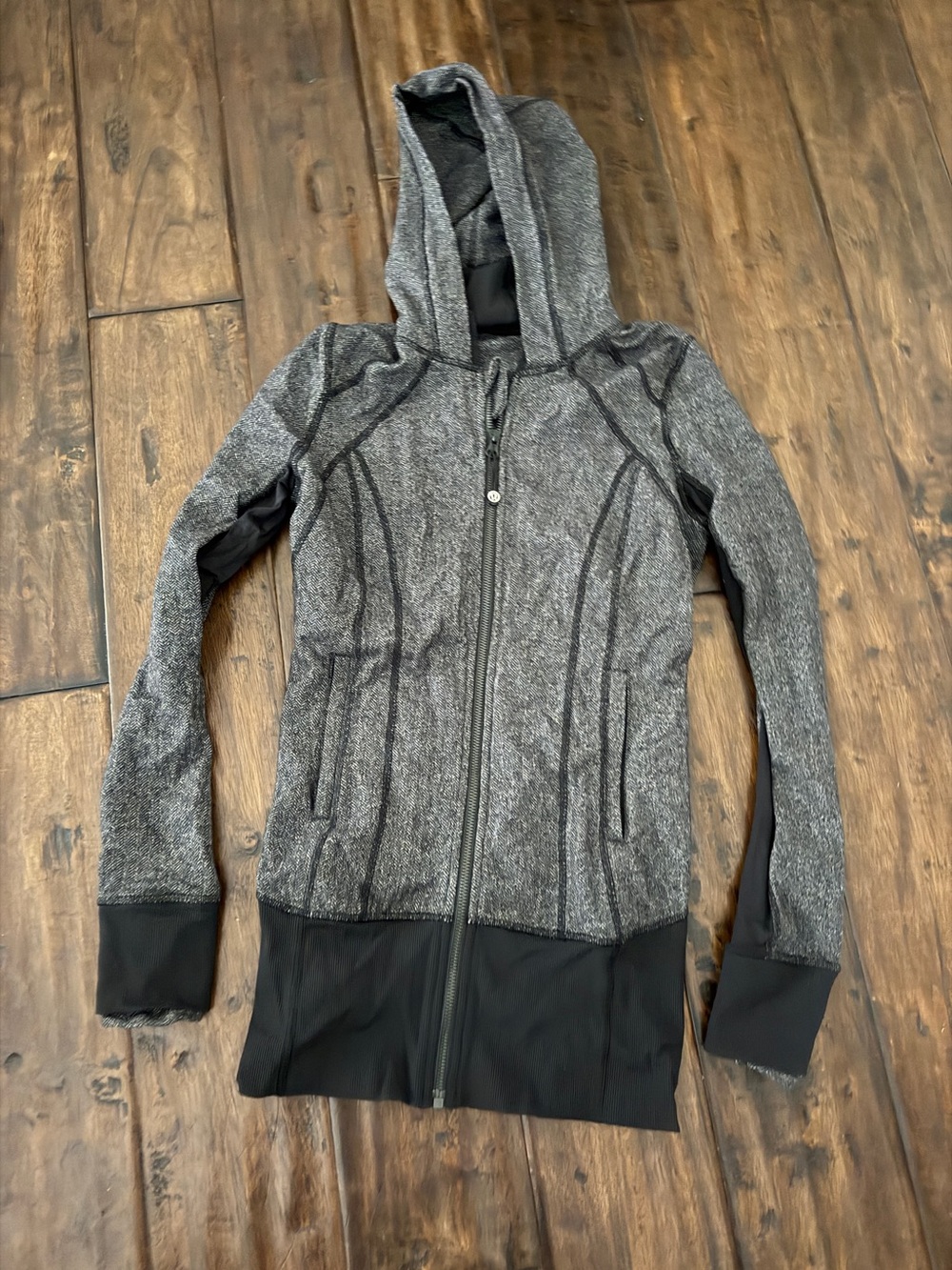lululemon athletica Gray & Black Hooded Zip Jacket